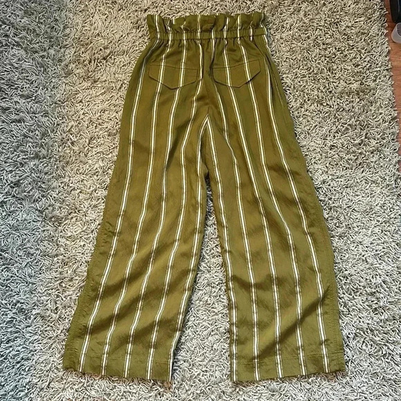Women Clue Monaco Green Striped Drawstring Pants Size 00 - Picture 5 of 5